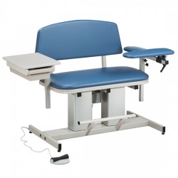 Clinton 6362 Bariatric Power Drawing Chair with Padded Arm & Drawer.